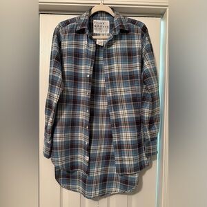 Frank & Eileen Grayson Plaid High Low Button Down Tunic Size Small